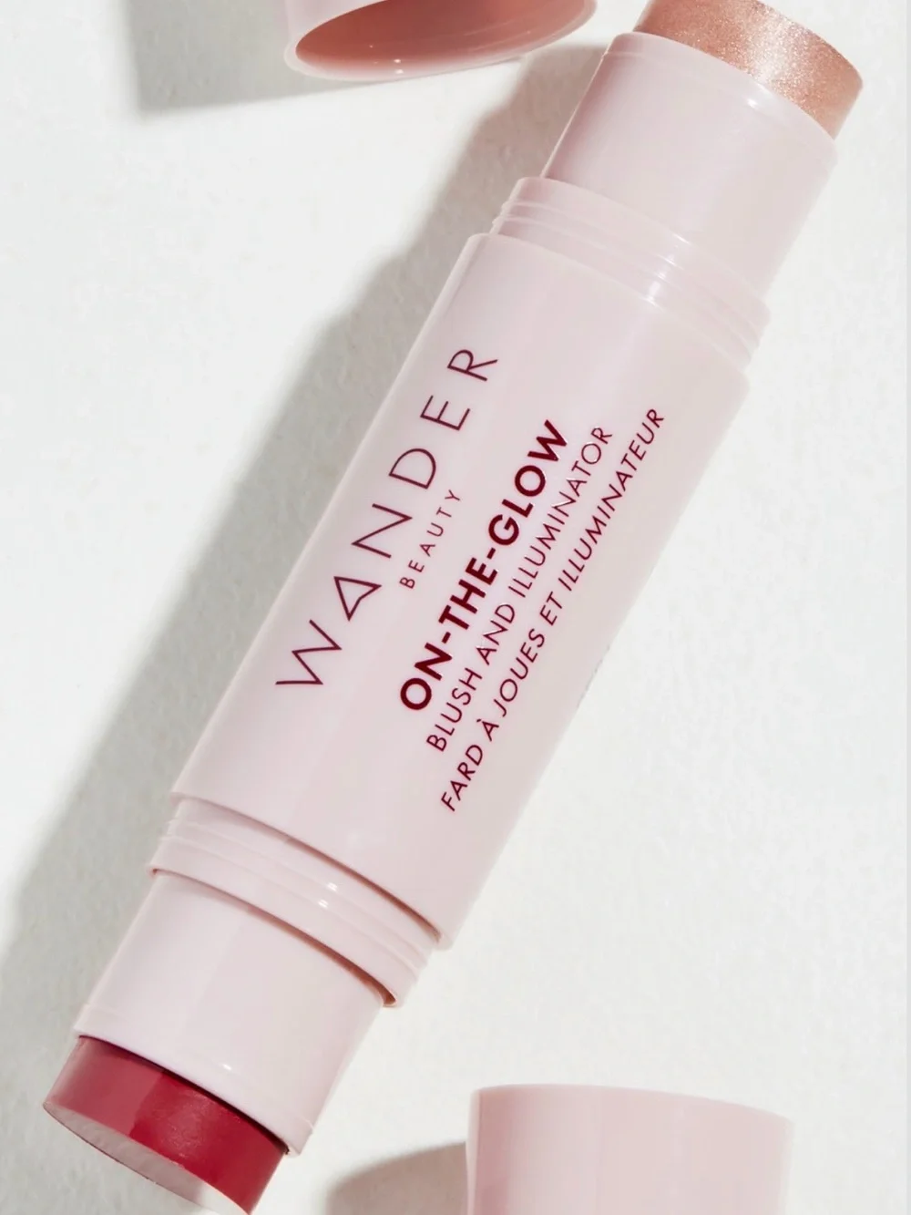 Wander Beauty On-The-Glow Blush & Illuminator, a dual-ended cream stick for lips